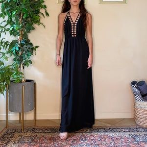 Plunging neckline maxi dress